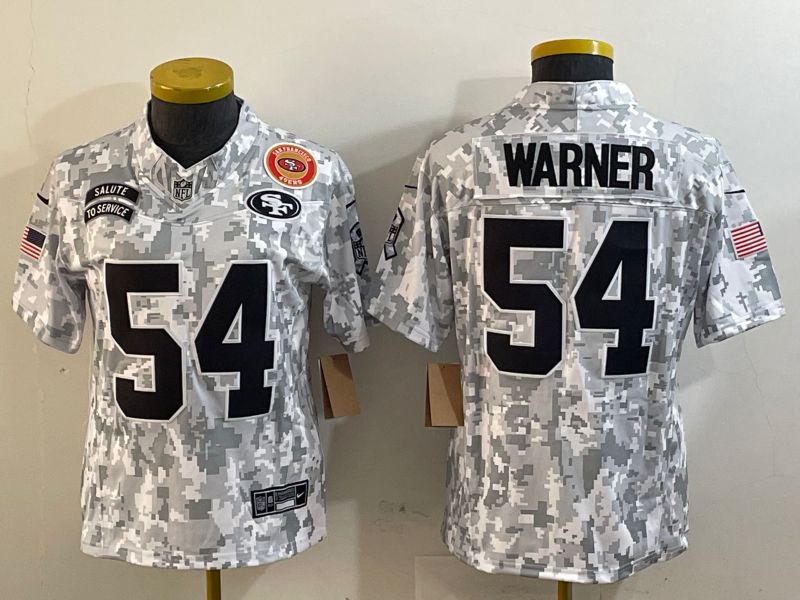 Youth San Francisco 49ers 54 Warner Nike Arctic Camo 2024 Salute to Service Limited NFL Jersey style 2